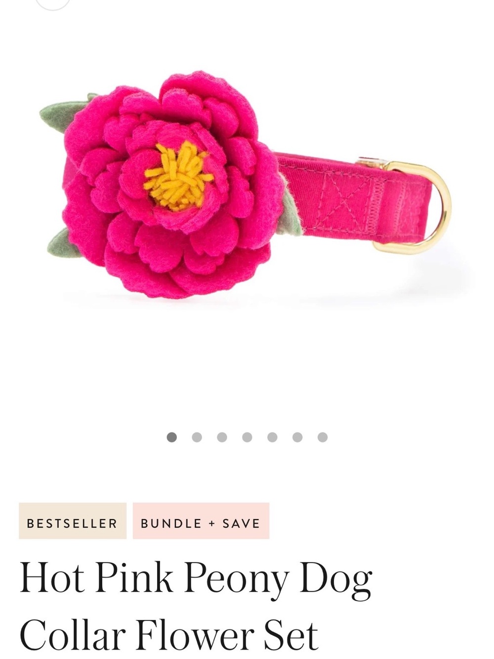 The Foggy Dog Hot Pink Peony Collar Flower with Yellow Center